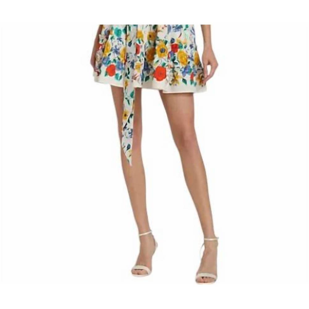 Cara Cara White Mini Dress with Multicolor Floral Print